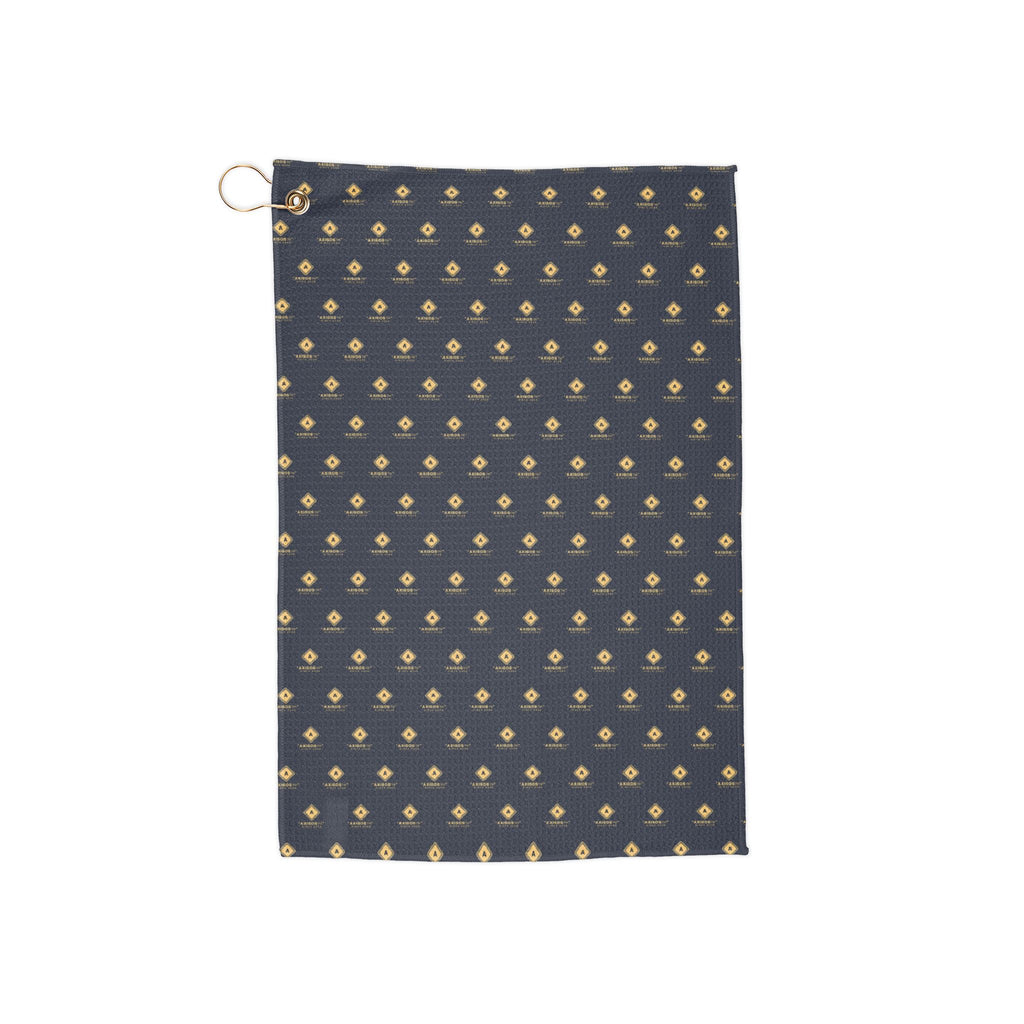 Classic Green Golf Towel with Gold Pineapple Pattern — Hanging Club Towel
